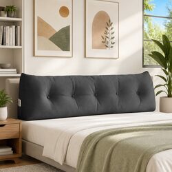 Back Pillow Grey 160x24x50cm Ergonomic Support Cushion Living Room Bedroom