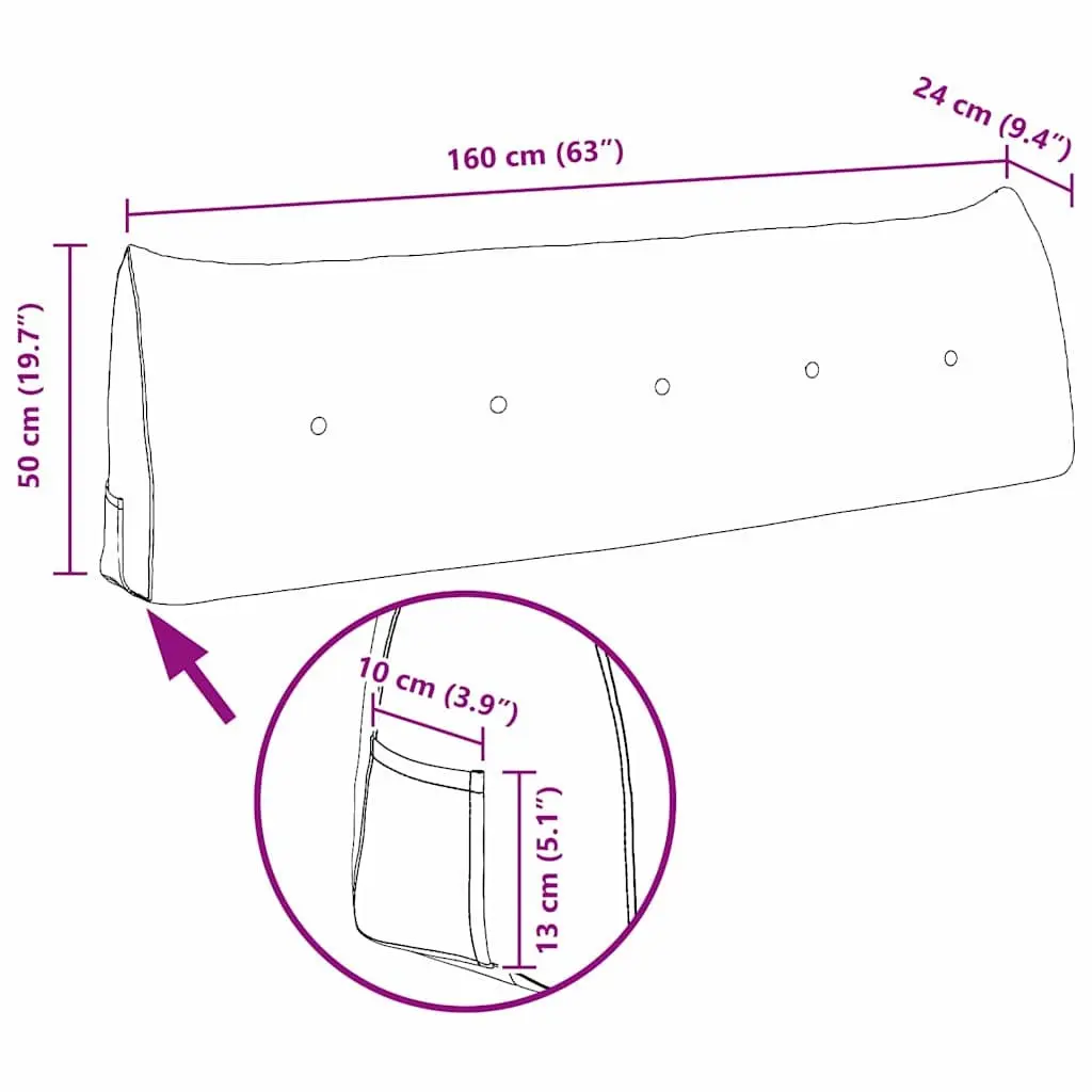 Back Pillow Ergonomic Support 160x24x50cm Grey Fabric
