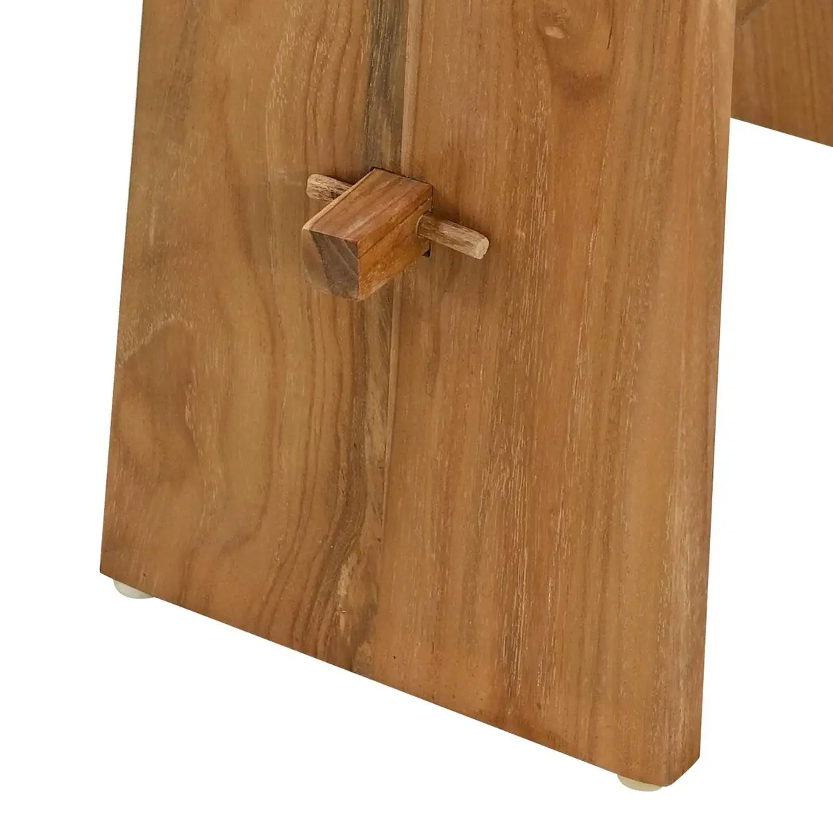 Bathroom Stool Modern Brown Solid Teak Wood Indoor Seating Backless Compact