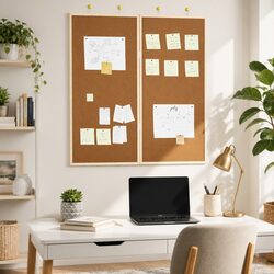 Folding Bulletin Board Brown 80x80cm Solid Pine Wood Office Display Wall Mount