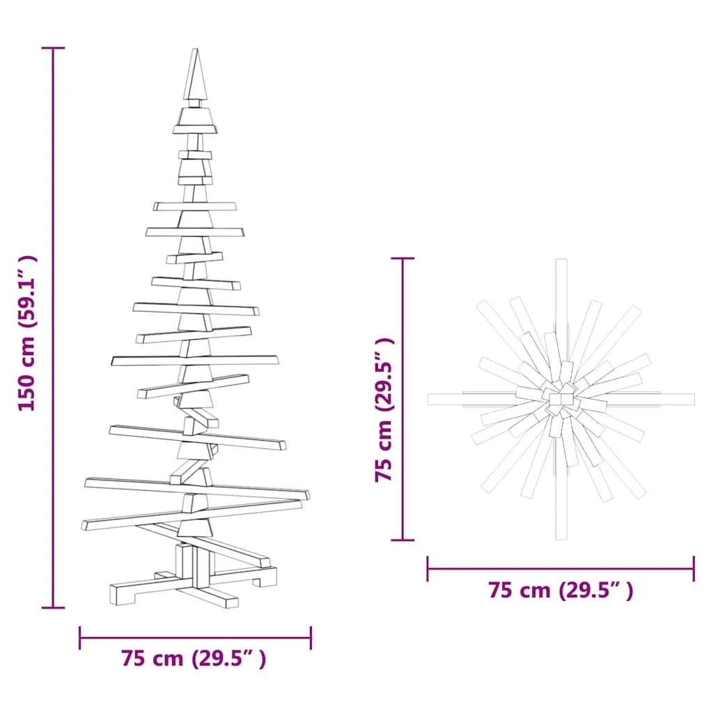 Wooden Christmas Tree Adjustable Branches 150cm Brown Natural Pine DIY Paintable