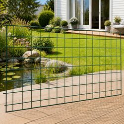 Pond Fence Set 5 Panels Green Garden Barrier Steel Outdoor Fencing 100 x 50 cm
