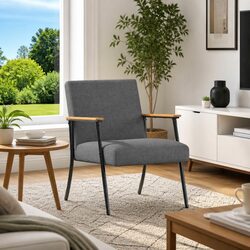 Armchair Grey Fabric Modern Living Room Furniture Comfortable Sleek Design