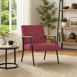 Armchair Red Fabric Modern Living Room Lounge Seat Comfortable Recliner Chair