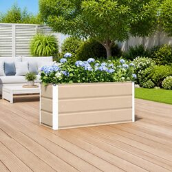 Steel Planter Ivory 100x40x45cm Garden Patio Indoor Outdoor Decorative Pot