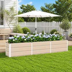 Steel Planter Ivory 240 x 40 x 45 cm Garden Patio Indoor Outdoor Raised Bed