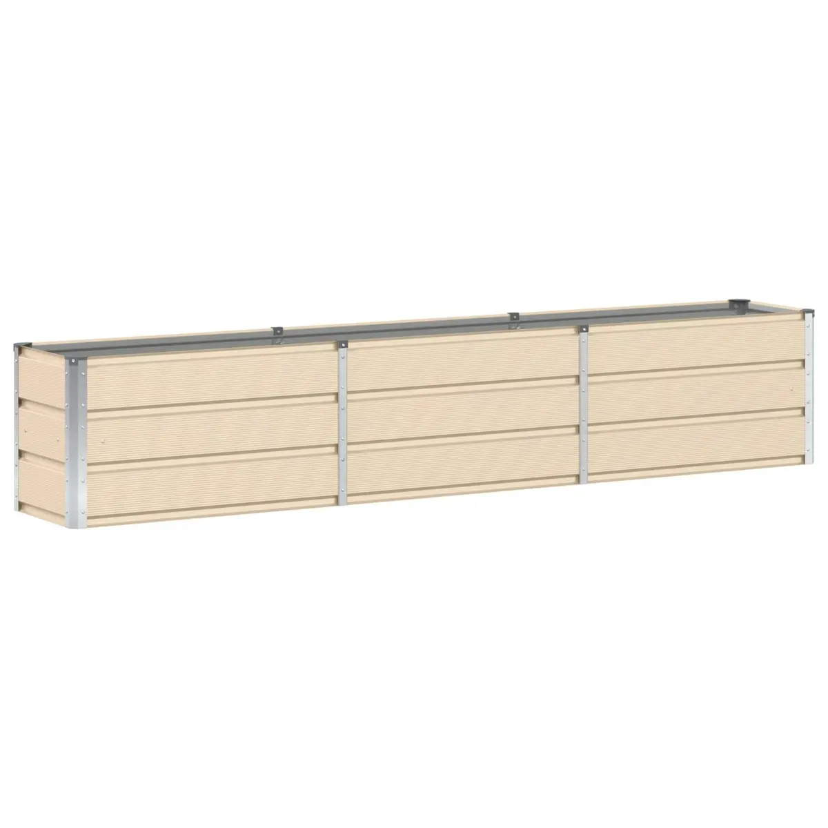Steel Planter Ivory 240 x 40 x 45 cm Garden Patio Indoor Outdoor Raised Bed
