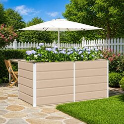 Planter Ivory Garden Terrace Large Steel Modern Indoor Outdoor Pot 160x80x75cm