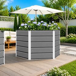 Hexagon Steel Planter Light Grey 129x129x75cm Garden Outdoor Flower Pot