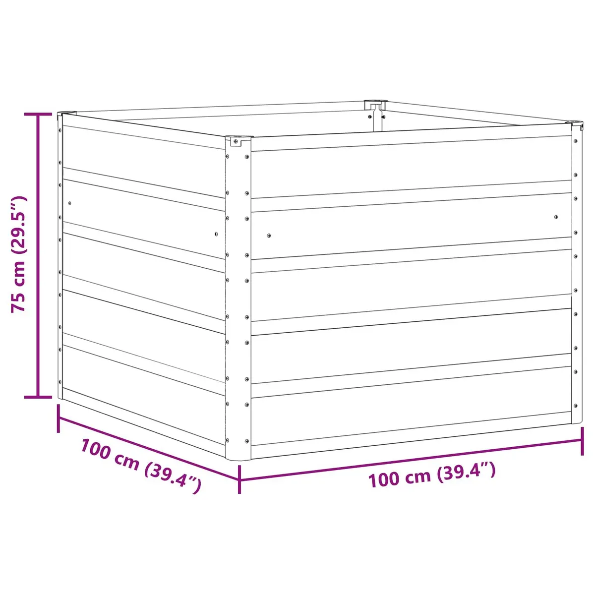 Steel Planter Light Grey 100 x 100 x 75 cm Modern Garden Outdoor Decorative Pot