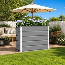 Planter Light Grey 100 x 40 x 75 cm Steel Indoor Outdoor Garden Patio Container