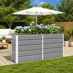 Steel Garden Planter Light Grey 160x40x75cm Indoor Outdoor Large Flower Pot