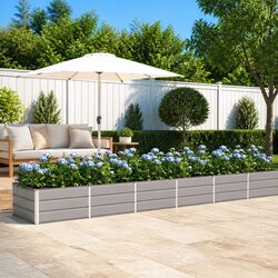Modern Planter Light Grey 480x80x45cm Steel Garden Terrace Indoor Outdoor Pot