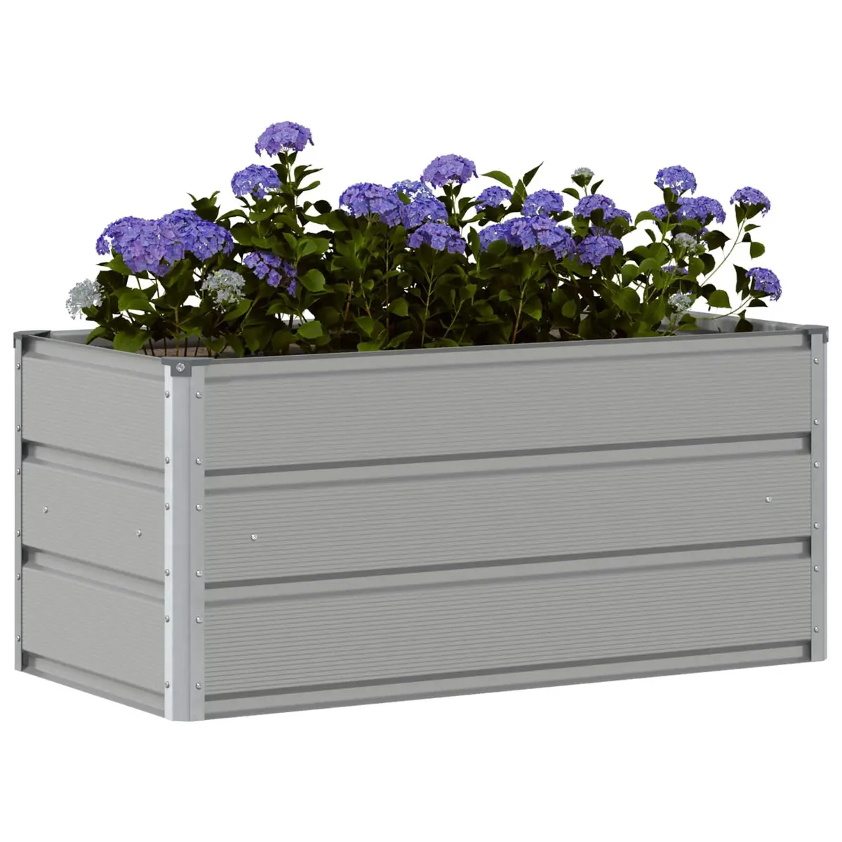 Steel Planter Galvanised Light Grey 100 x 50 x 45 cm Modern Outdoor Pot