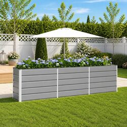 Galvanised Steel Planter Light Grey 290 x 50 x 75 cm Garden Outdoor Raised Bed