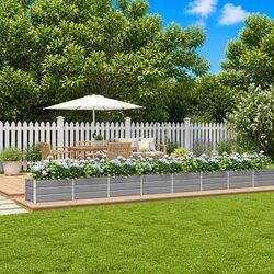 Galvanised Steel Planter Light Grey 770 x 50 x 45 cm Garden Outdoor Raised Bed
