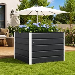 Steel Planter Anthracite 100x100x75cm Garden Outdoor Raised Flower Bed Pot Box