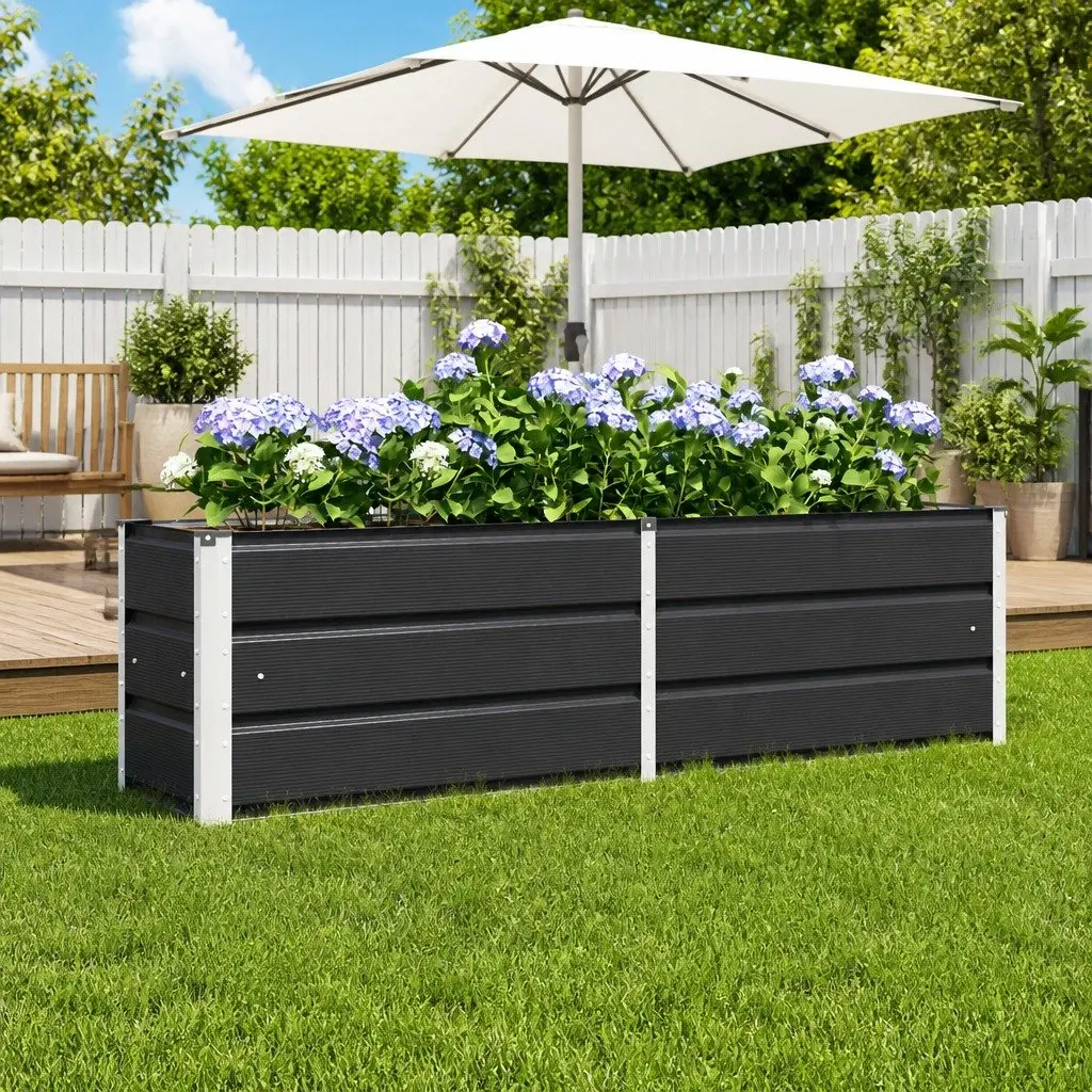 Steel Planter Anthracite 160 x 40 x 45 cm Garden Patio Indoor Outdoor Pot