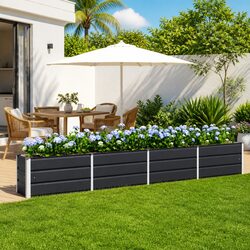 Steel Planter Anthracite 320 x 40 x 45 cm Garden Patio Indoor Outdoor Pot