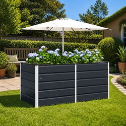 Steel Planter Anthracite 160 x 80 x 75 cm Modern Garden Outdoor Indoor Pot