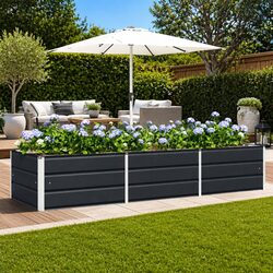 Steel Planter Anthracite 240 x 80 x 45 cm Garden Outdoor Indoor Flower Box
