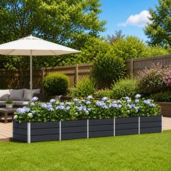 Steel Planter Anthracite 400 x 80 x 45 cm Garden Outdoor Indoor Raised Bed Box