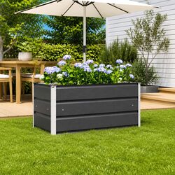 Steel Planter Anthracite 100 x 50 x 45 cm Garden Outdoor Raised Bed Galvanised