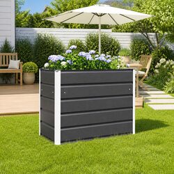 Galvanised Steel Planter Anthracite 100 x 50 x 75 cm Garden Outdoor Raised Bed