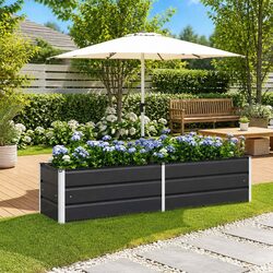 Steel Planter Anthracite 195 x 50 x 45 cm Galvanised Garden Outdoor Pots