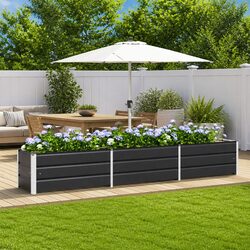 Steel Planter Anthracite 290 x 50 x 45 cm Garden Outdoor Raised Bed Galvanised