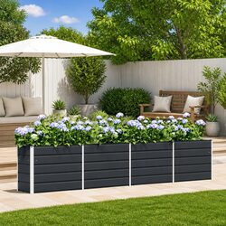 Steel Planter Anthracite 385 x 50 x 75 cm Garden Terrace Outdoor Raised Bed