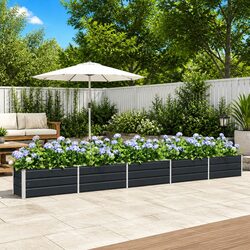 Steel Planter Anthracite 480 x 50 x 45 cm Galvanised Outdoor Garden Raised Bed