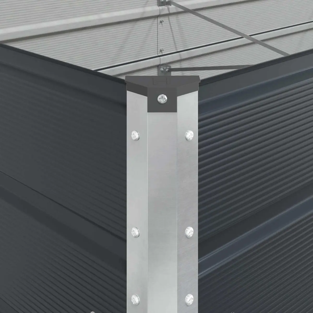 Garden Planter Galvanised Steel 385 x 100 x 75 cm Anthracite Outdoor Raised Flower Bed