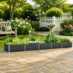 Steel Planter Anthracite 480 x 100 x 45 cm Galvanised Outdoor Garden Pot Box