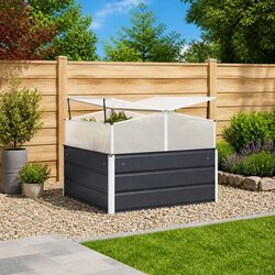 Planter Anthracite 100x100x77cm Galvanised Steel Garden Outdoor Large Raised Bed