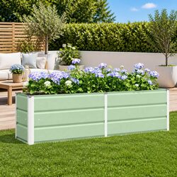 Steel Garden Planter 160x40x45cm Green Indoor Outdoor Flower Plant Pot Container