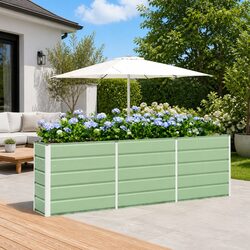Steel Planter Green 240 x 40 x 75 cm Indoor Outdoor Garden Patio Raised Bed