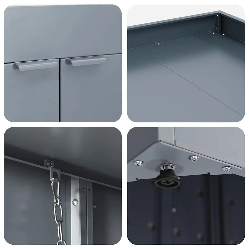 Wheelie Bin Storage Enclosure with Planter Roof 240L Light Grey Powder-coated Steel