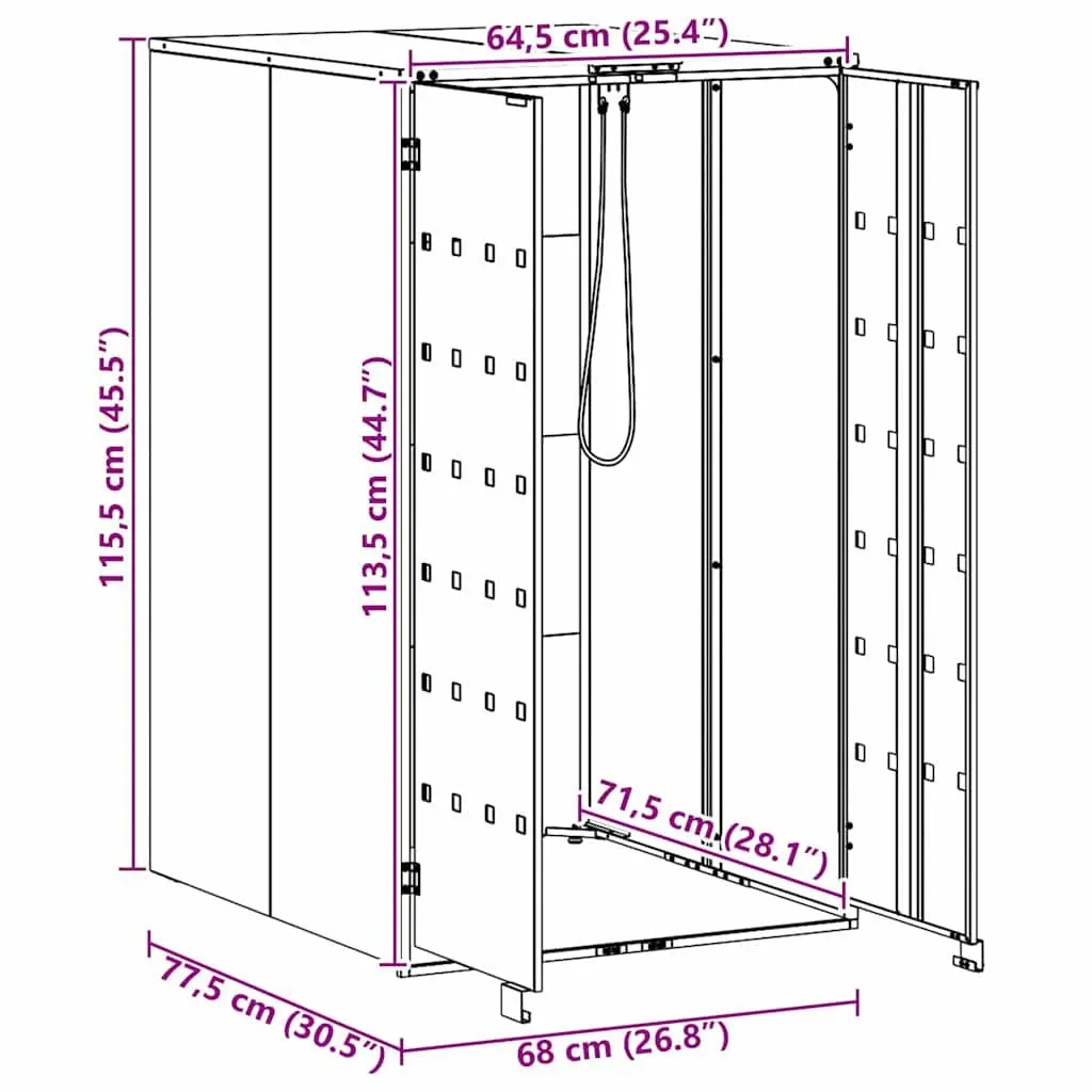 Wheelie Bin Storage Enclosure Gas Lift Lid Anthracite 240L Outdoor Waste