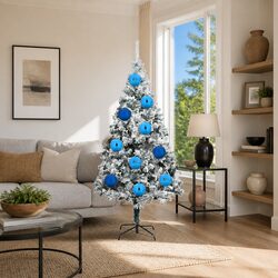 Christmas Bauble Set XXL 3 Pieces Blue Ø 25cm Plastic Ornaments with Loops