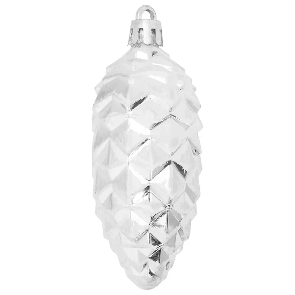 Christmas Pine Cone Ball Ornaments Silver Plastic 40 Piece Holiday Decorations