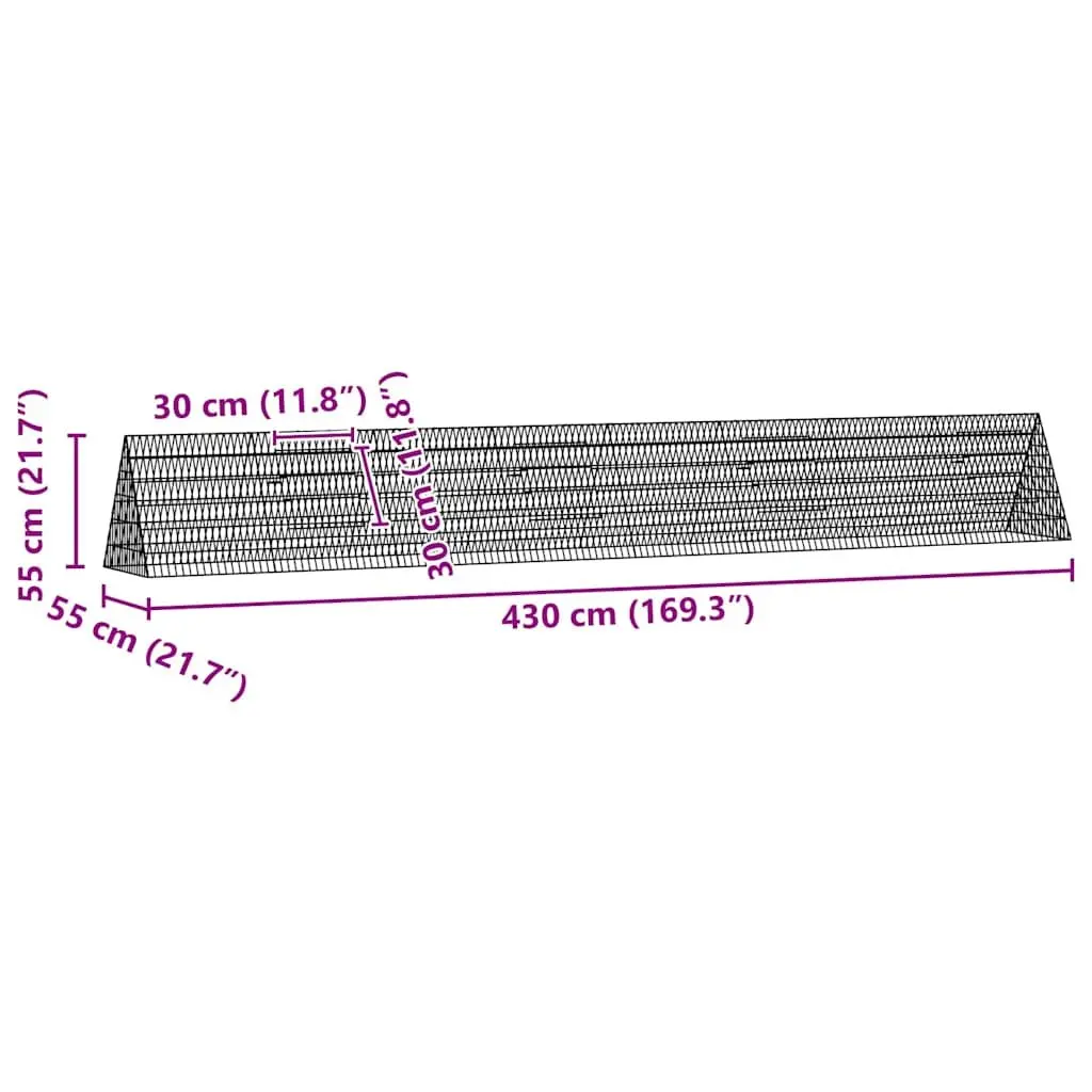 Rabbit Cage Galvanised Steel Outdoor 430x55x55cm Silver Small Animal Habitat