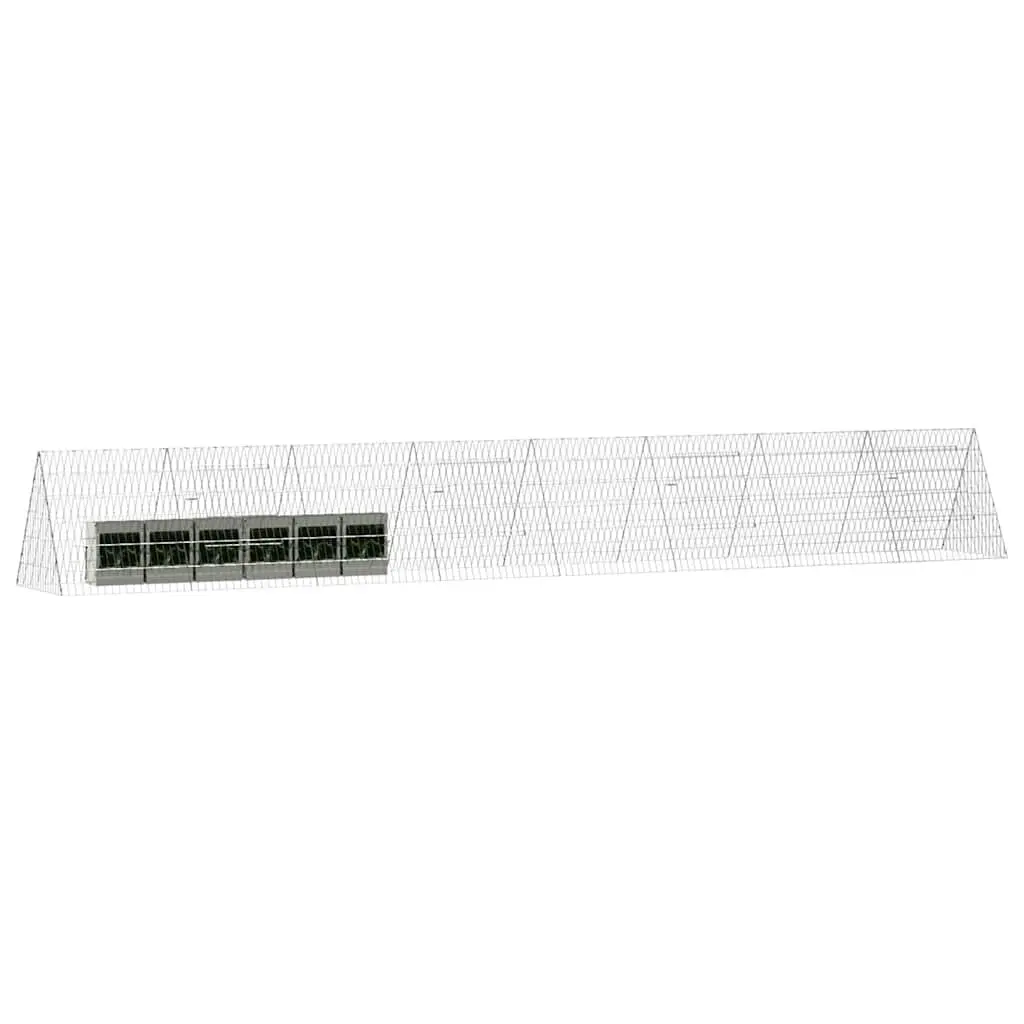 Rabbit Cage Galvanised Steel Outdoor 430x55x55cm Silver Small Animal Habitat
