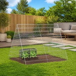 Rabbit Cage 110x100x85cm Outdoor Galvanised Steel Silver Garden Hutch Enclosure