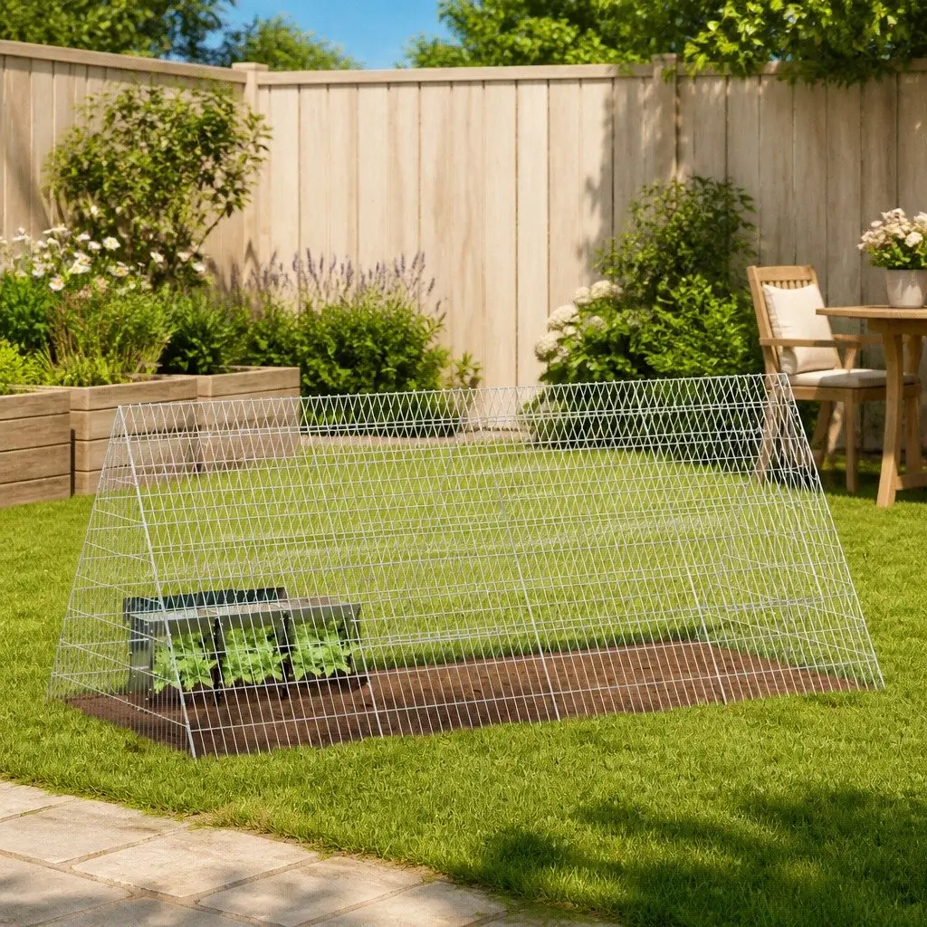 Rabbit Cage Galvanised Steel Weatherproof Outdoor 215 x 100 x 85 cm Silver