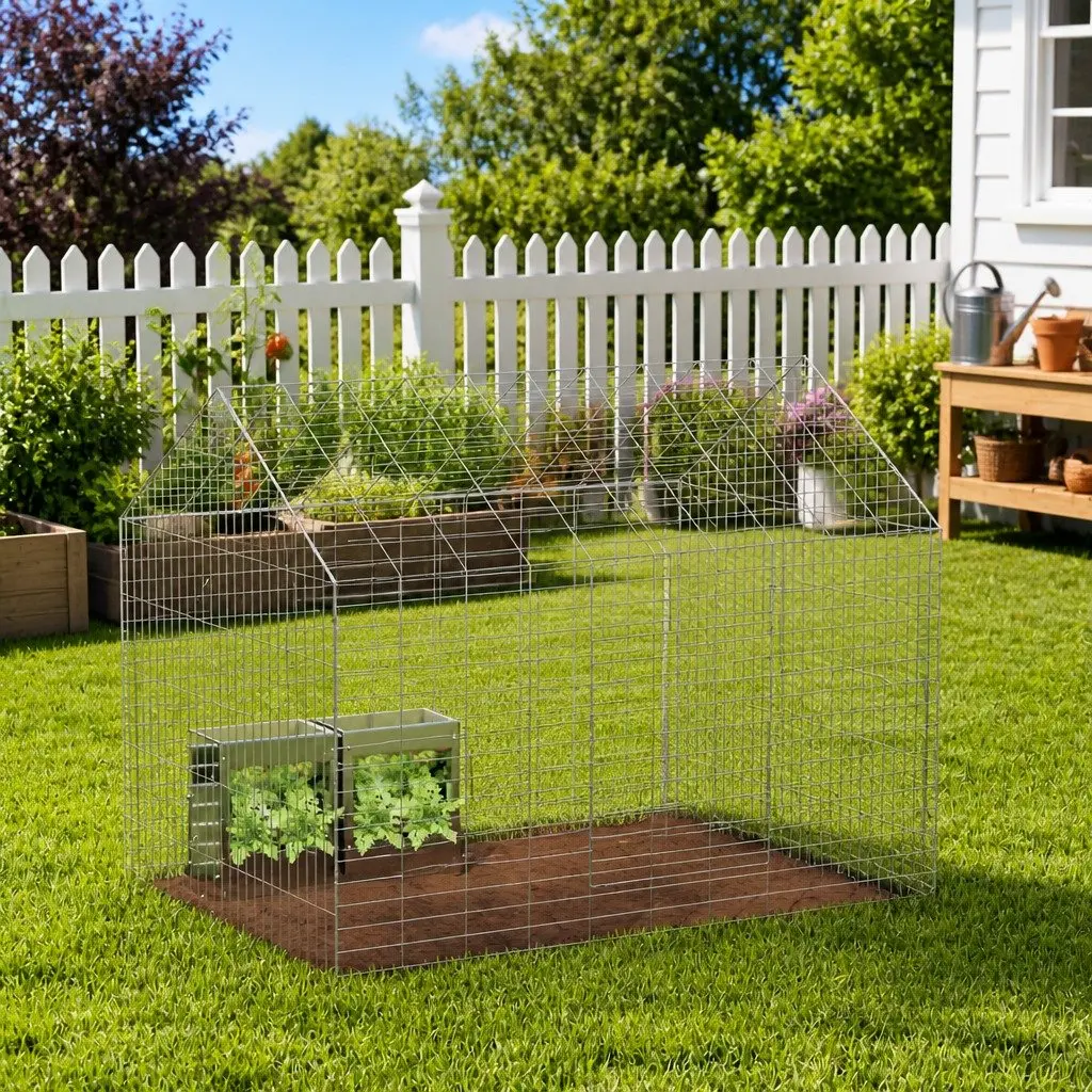 Rabbit Cage Outdoor Galvanised Steel 100 x 78 x 78 cm Silver