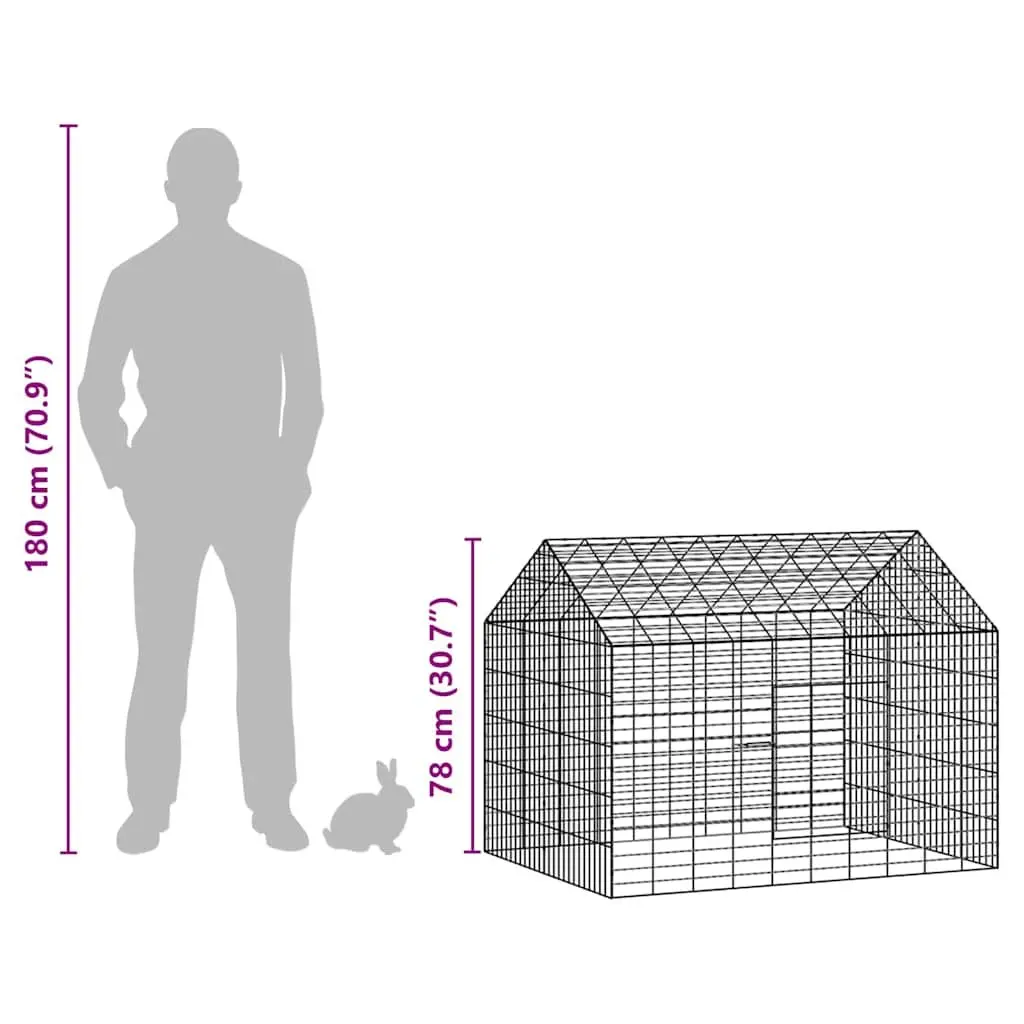 Rabbit Cage Outdoor Galvanised Steel 100 x 78 x 78 cm Silver