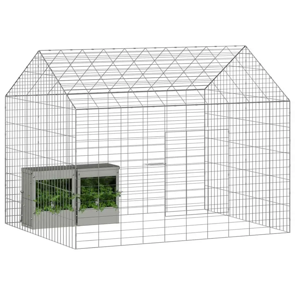 Rabbit Cage Outdoor Galvanised Steel 100 x 78 x 78 cm Silver