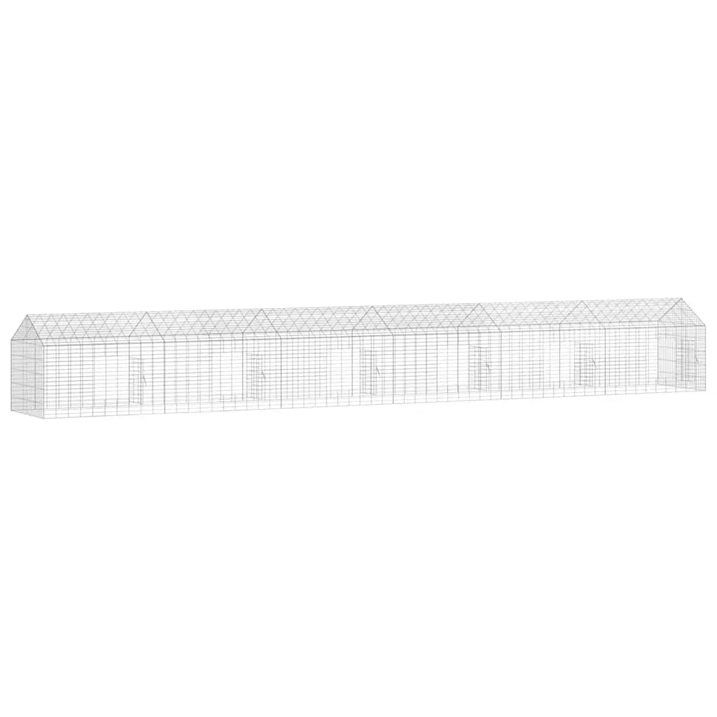 Rabbit Cage Galvanized Steel Outdoor Habitat 600 x 78 x 78 cm Silver