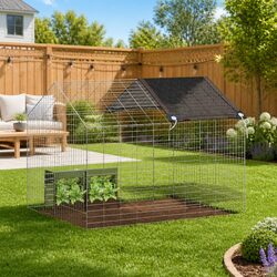 Rabbit Cage Outdoor Garden Silver Galvanised Steel 100 x 78 x 78 cm Bunny Home